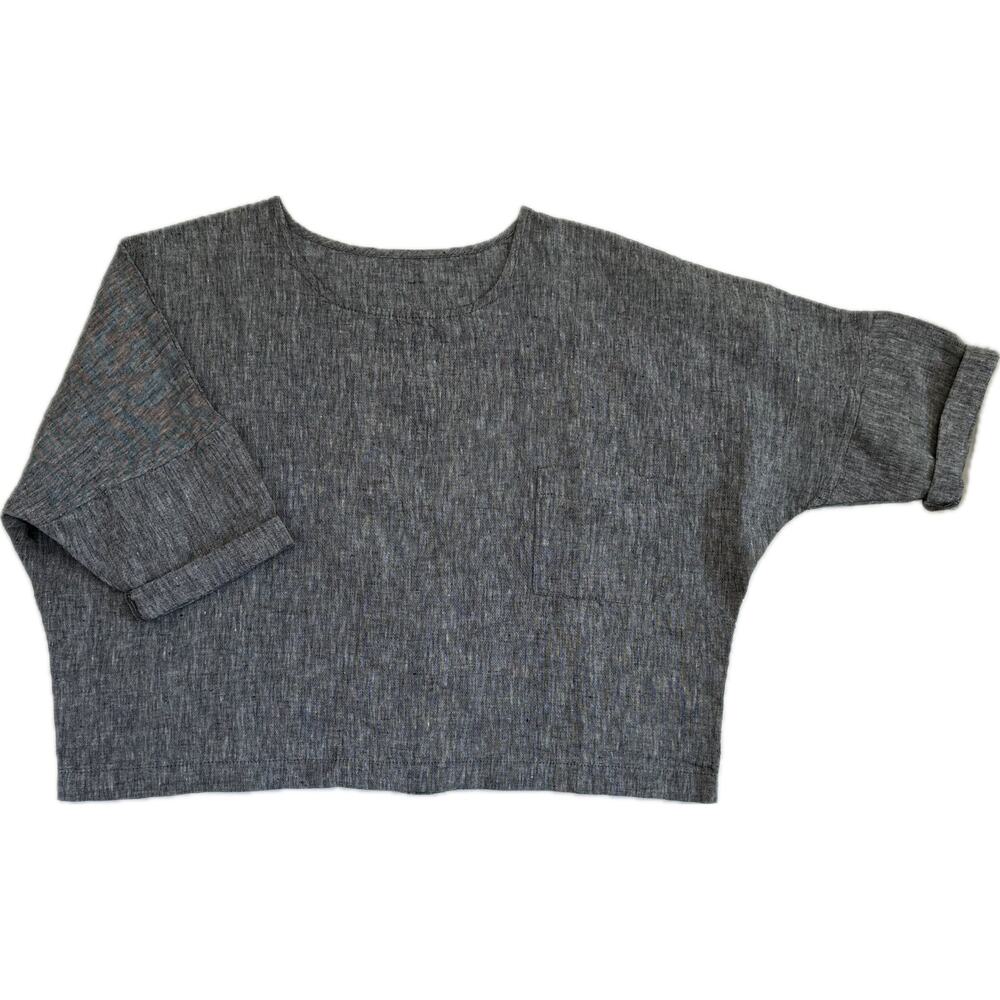 LENOK 100% Organic European Linen Gray Heathered Top Women's Size S